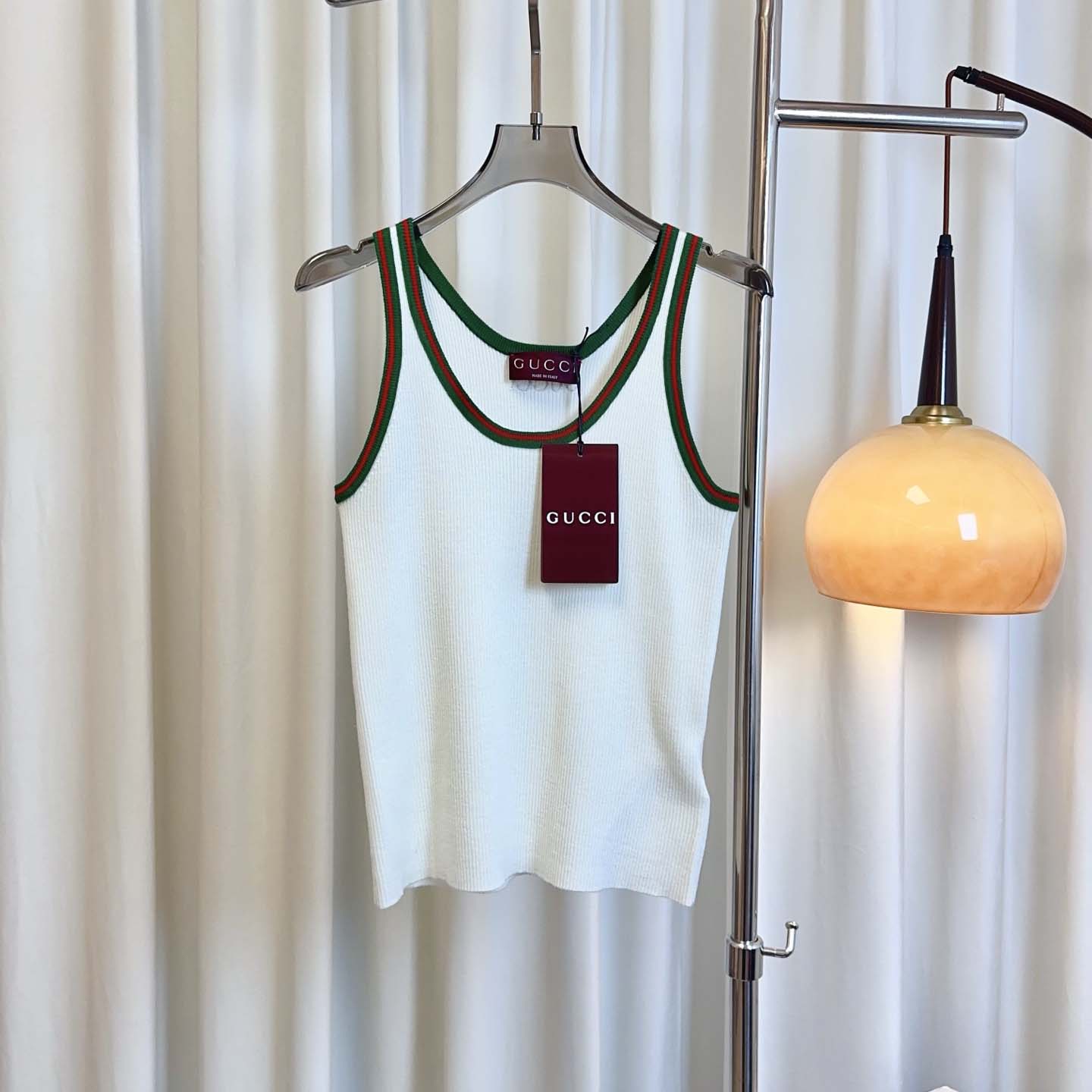 Gucci Cotton Tank Top With Web - EUR FASHION