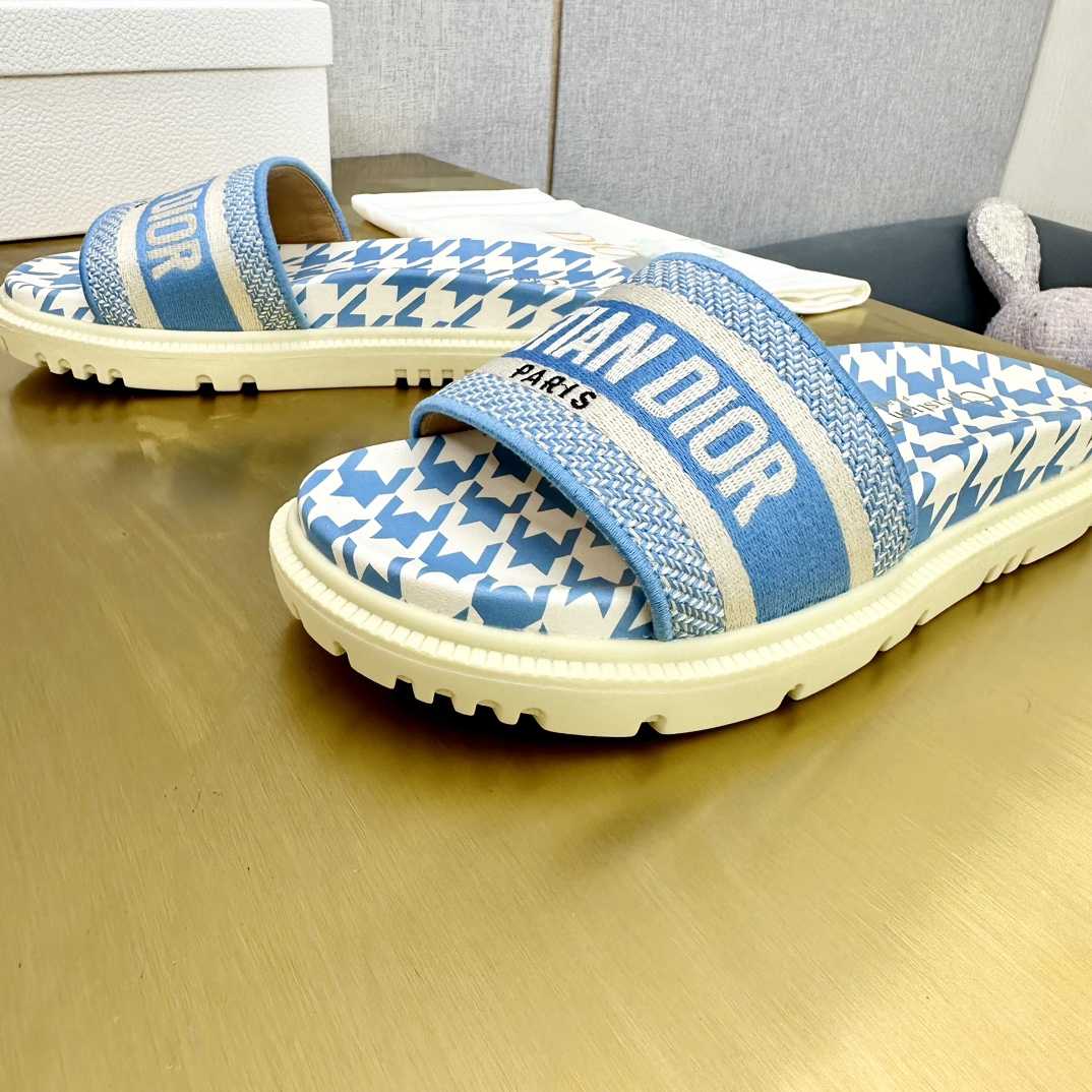 Dior Wmns DWay Slide 'Houndstooth - Corn Flower' - EUR FASHION