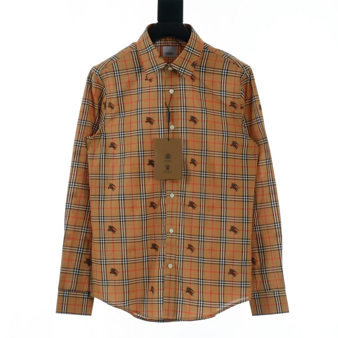 Burberry Equestrian Knight Check Cotton Shirt  - EUR FASHION