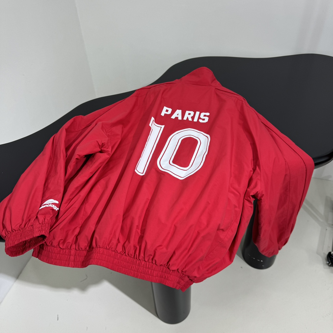 Balenciaga Paris Soccer Tracksuit Jacket In Red - EUR FASHION