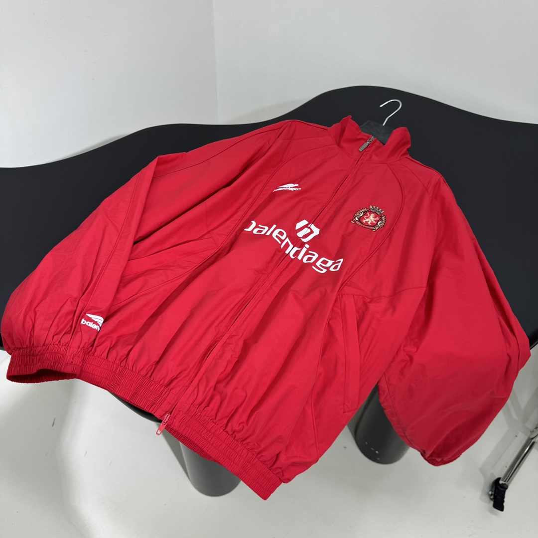 Balenciaga Paris Soccer Tracksuit Jacket In Red - EUR FASHION