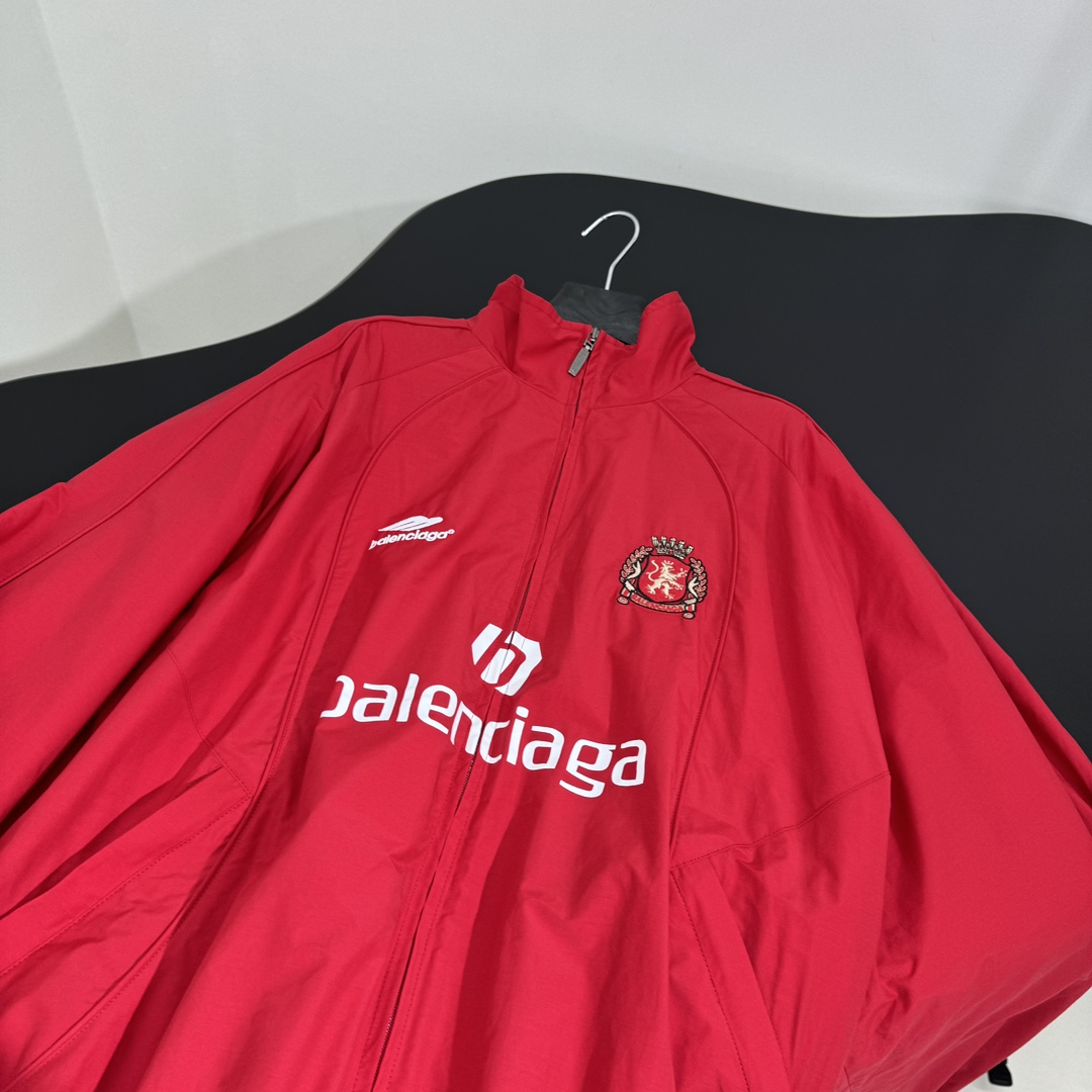 Balenciaga Paris Soccer Tracksuit Jacket In Red - EUR FASHION