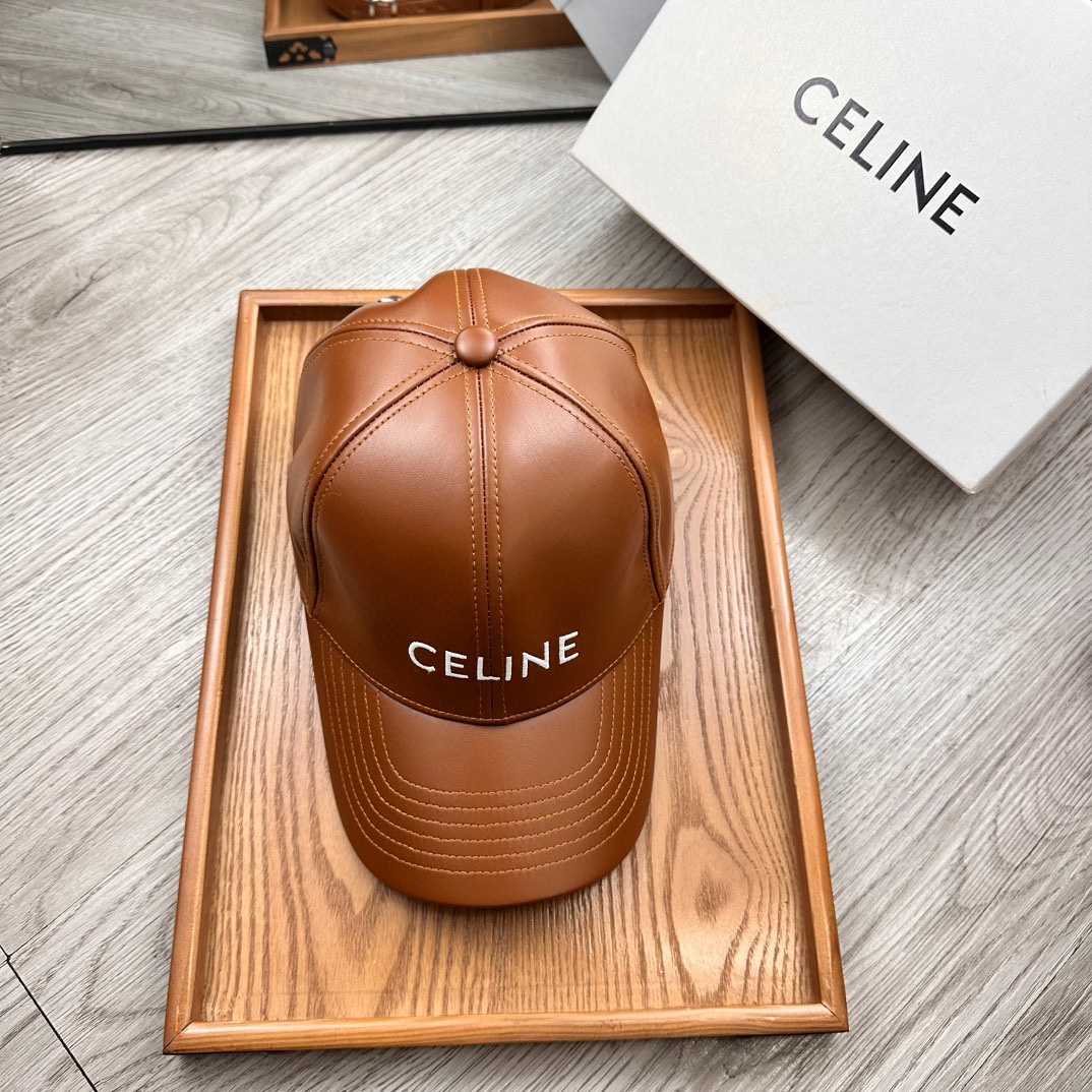 Celine Brown Leather Baseball Cap - EUR FASHION