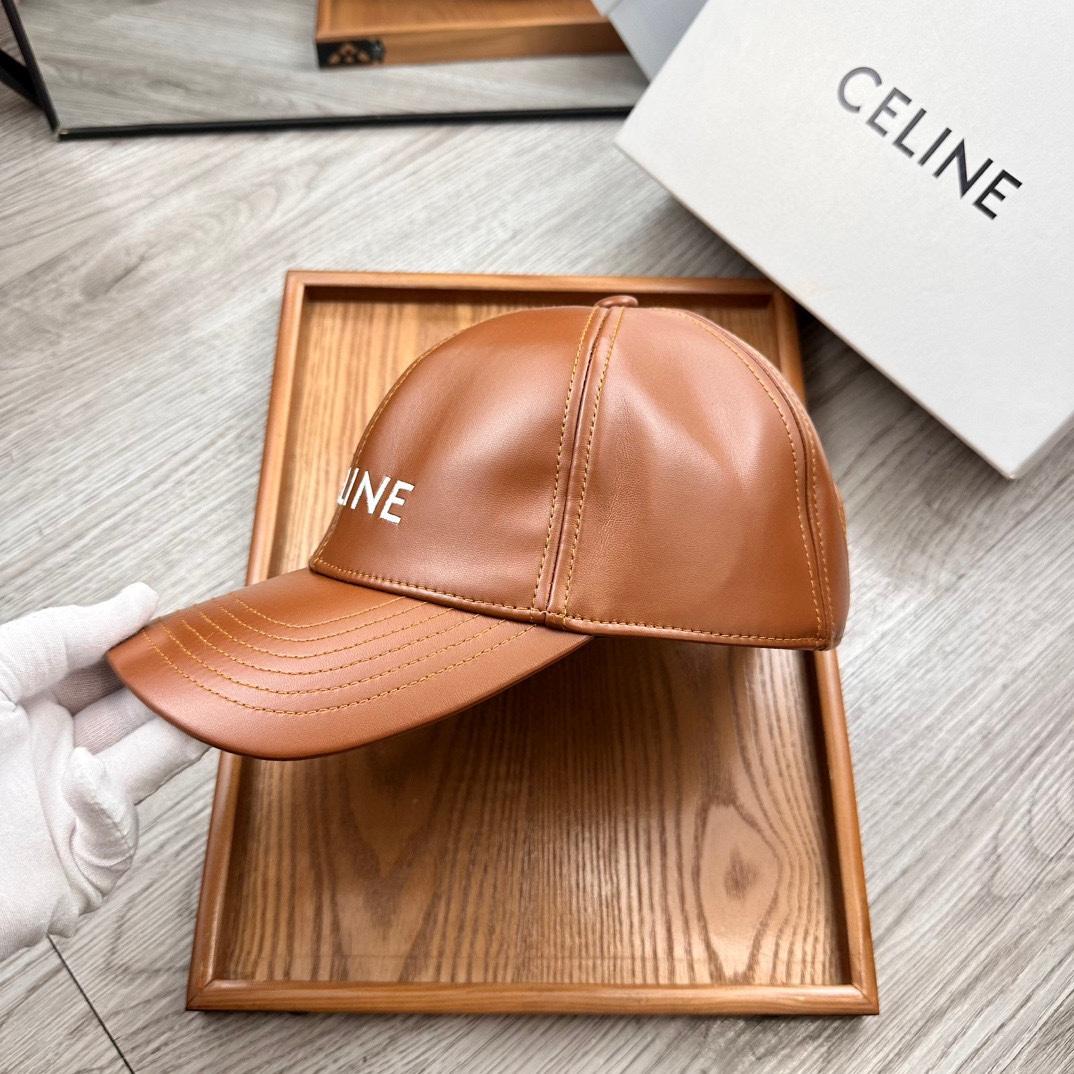Celine Brown Leather Baseball Cap - EUR FASHION