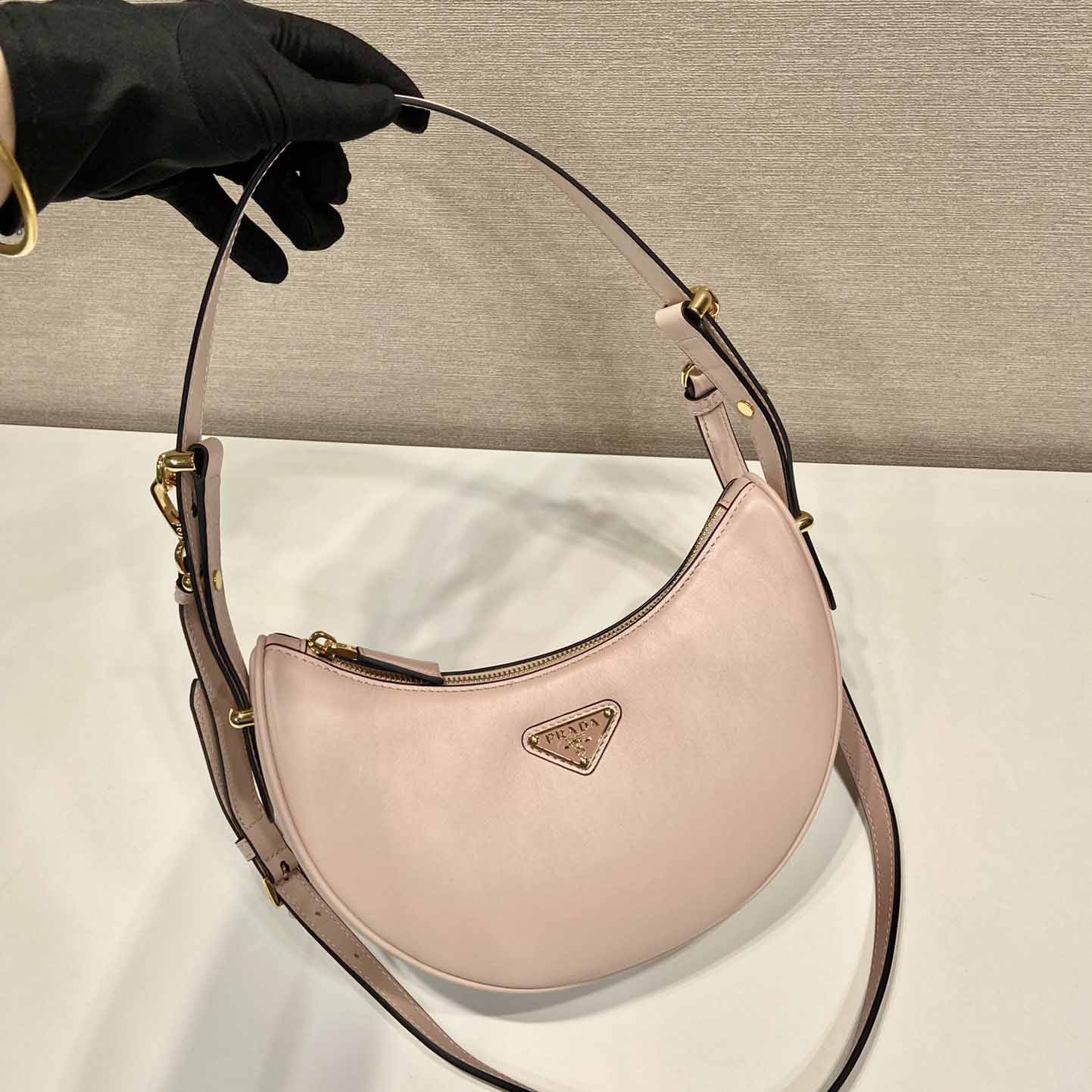Prada Arqué Small Leather Shoulder Bag - EUR FASHION