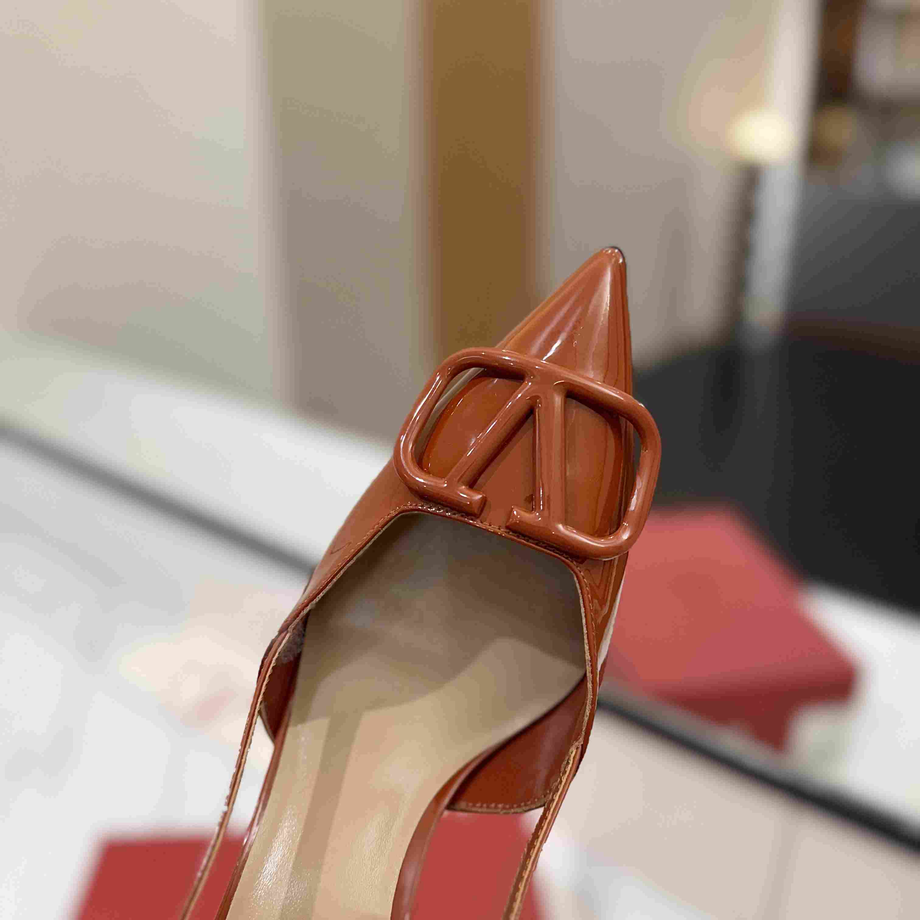 Vlogo Signature Patent Leather Slingback Pump 80mm - EUR FASHION