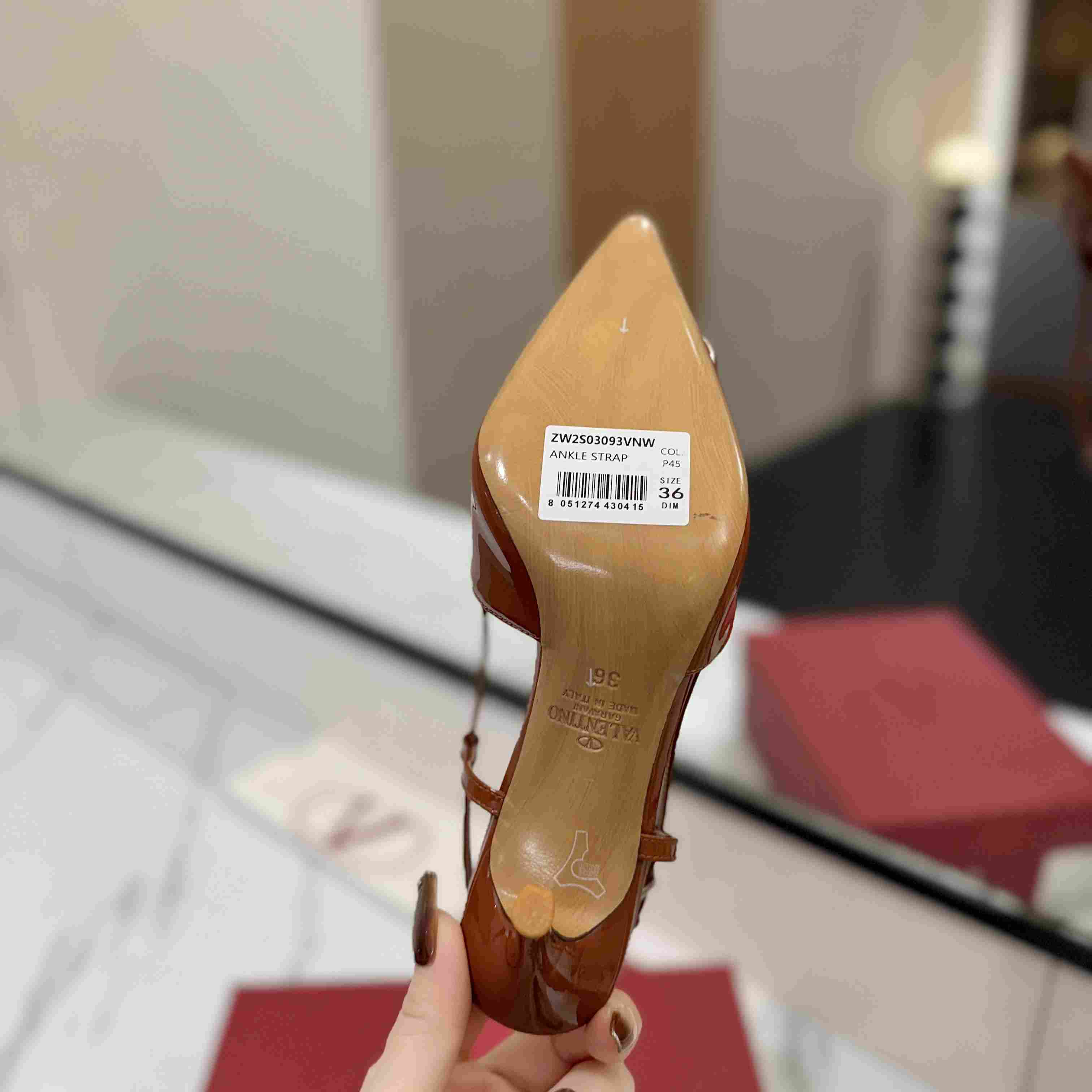Vlogo Signature Patent Leather Slingback Pump 80mm - EUR FASHION