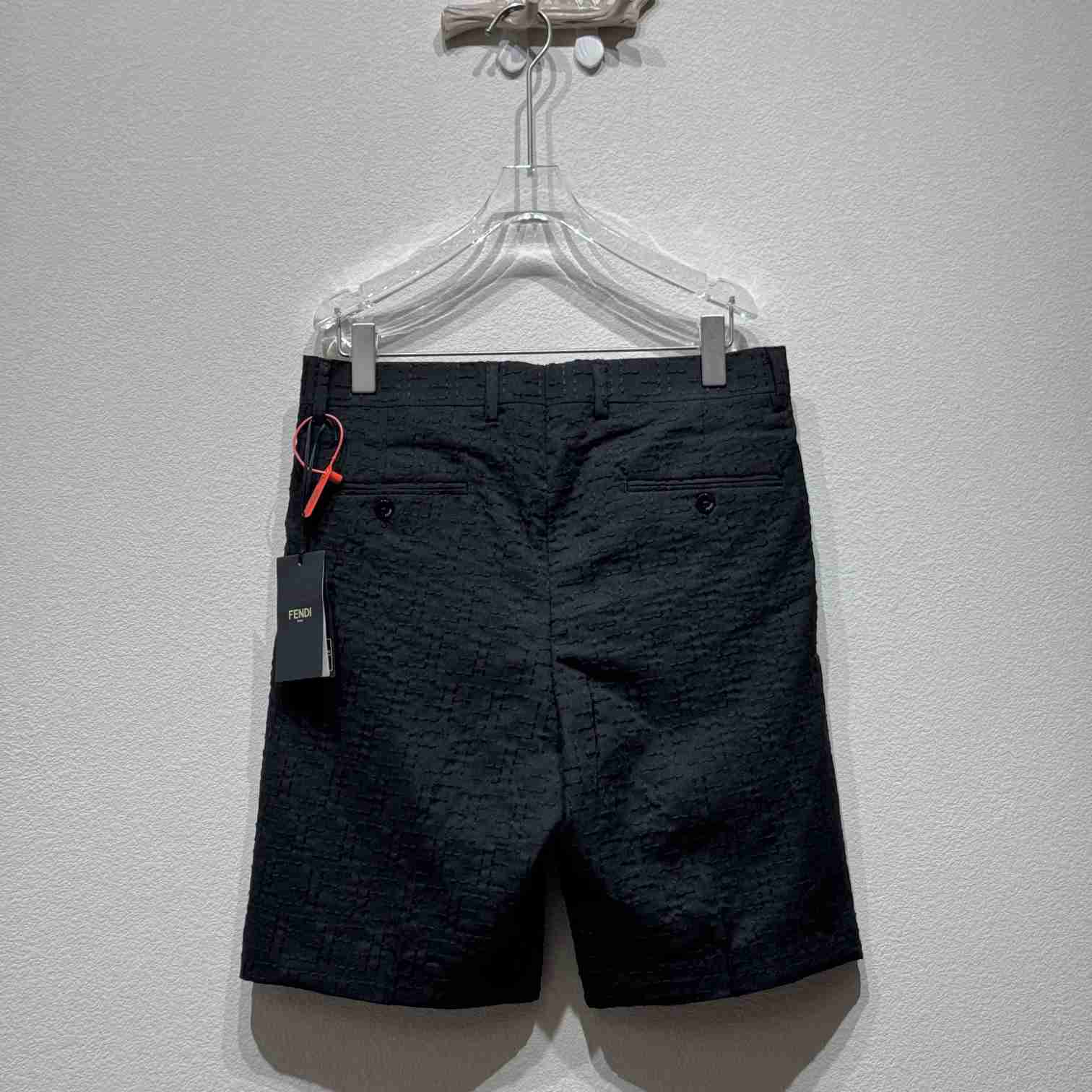Fendi Black Linen FF jacquard Short - EUR FASHION