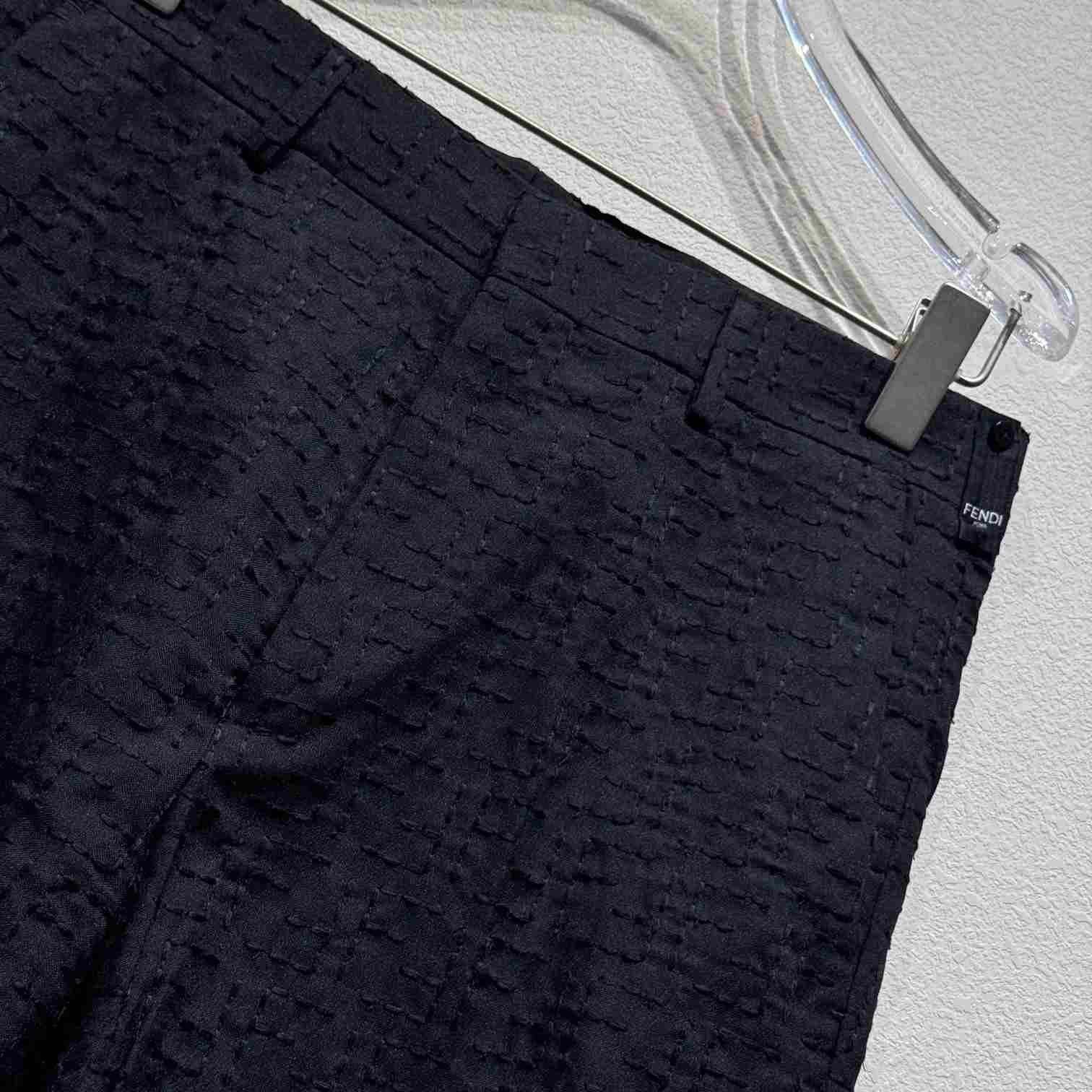 Fendi Black Linen FF jacquard Short - EUR FASHION