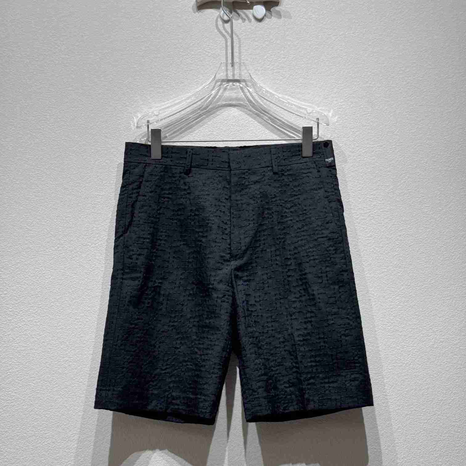 Fendi Black Linen FF jacquard Short - EUR FASHION