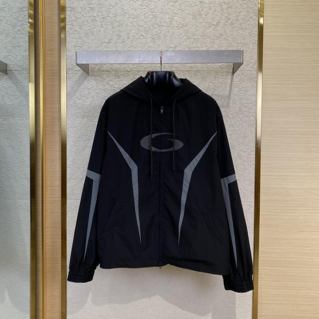 Balenciaga Loop Sports Icon Large Tracksuit Jacket In Black And Grey  - EUR FASHION