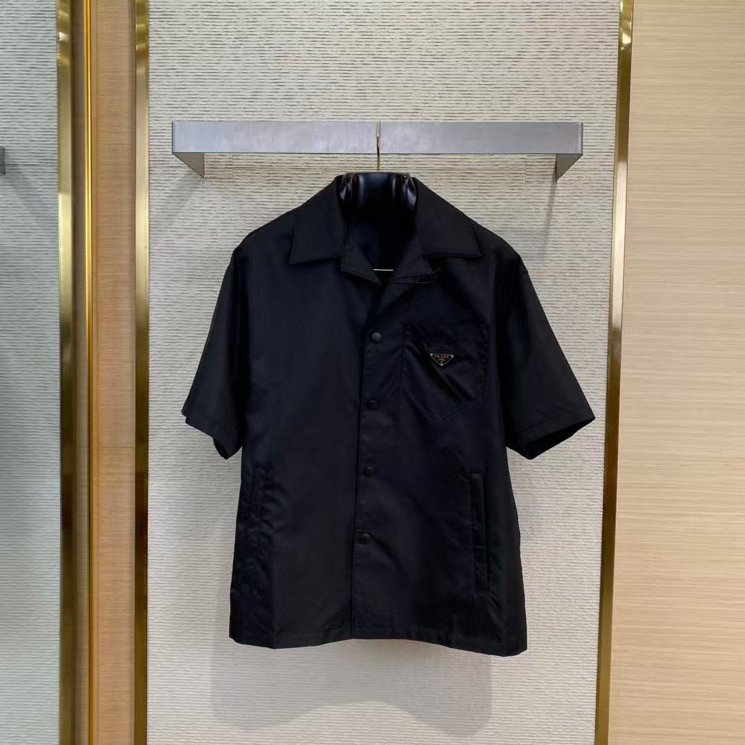 Prada Black Re-nylon Short-sleeved Shirt  - EUR FASHION