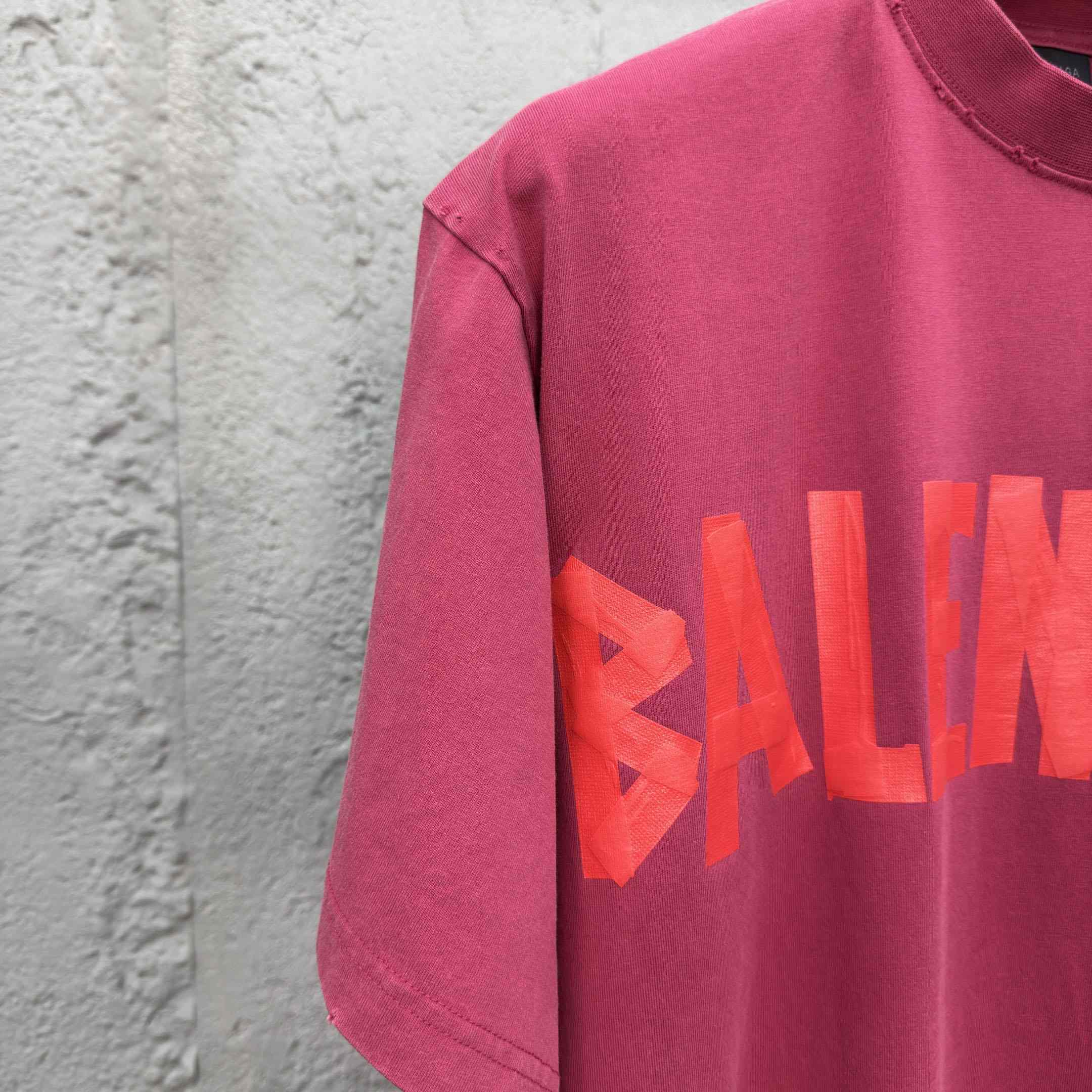 Balenciaga Tape Type T-Shirt Medium Fit In raspberry Dry Jersey - EUR FASHION