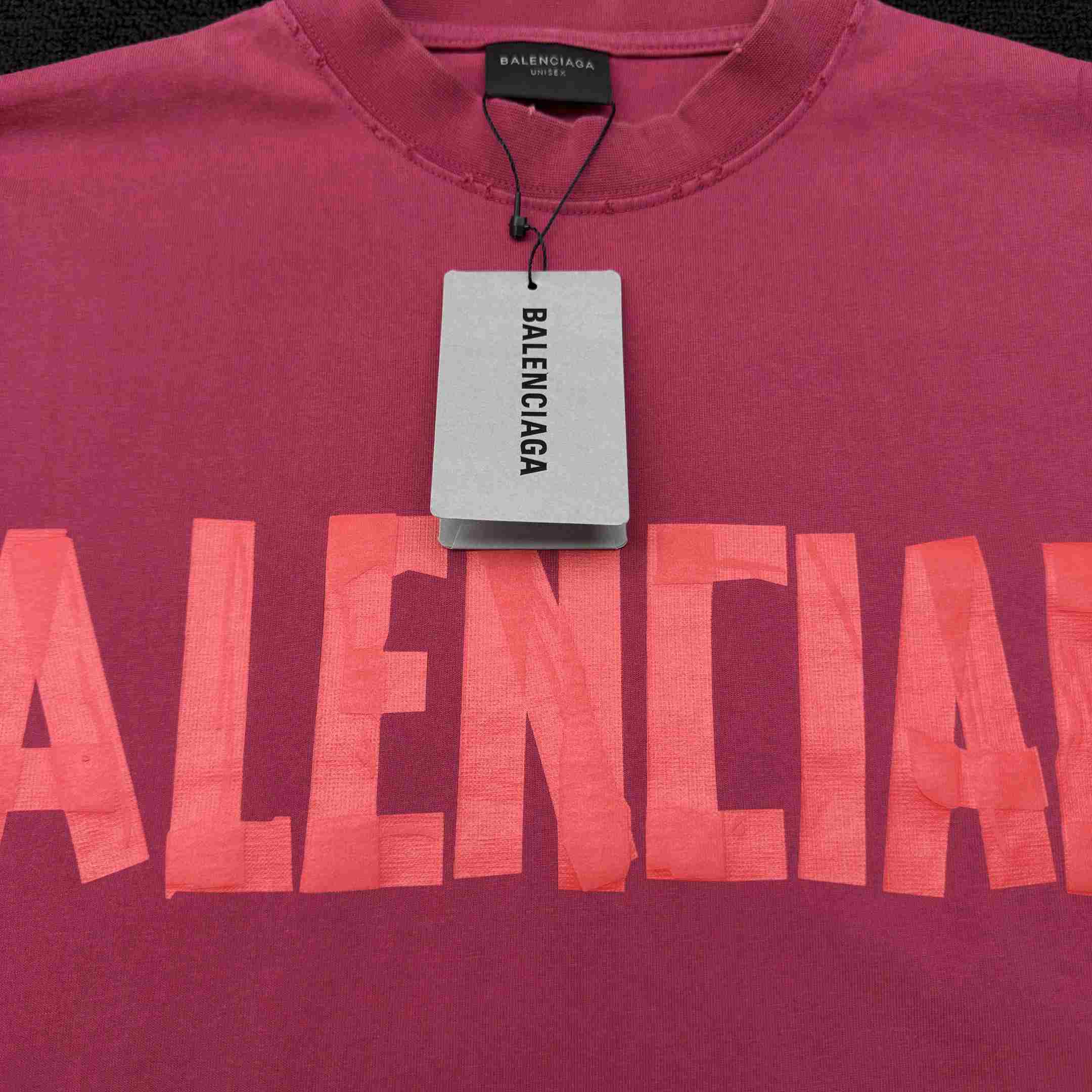 Balenciaga Tape Type T-Shirt Medium Fit In raspberry Dry Jersey - EUR FASHION