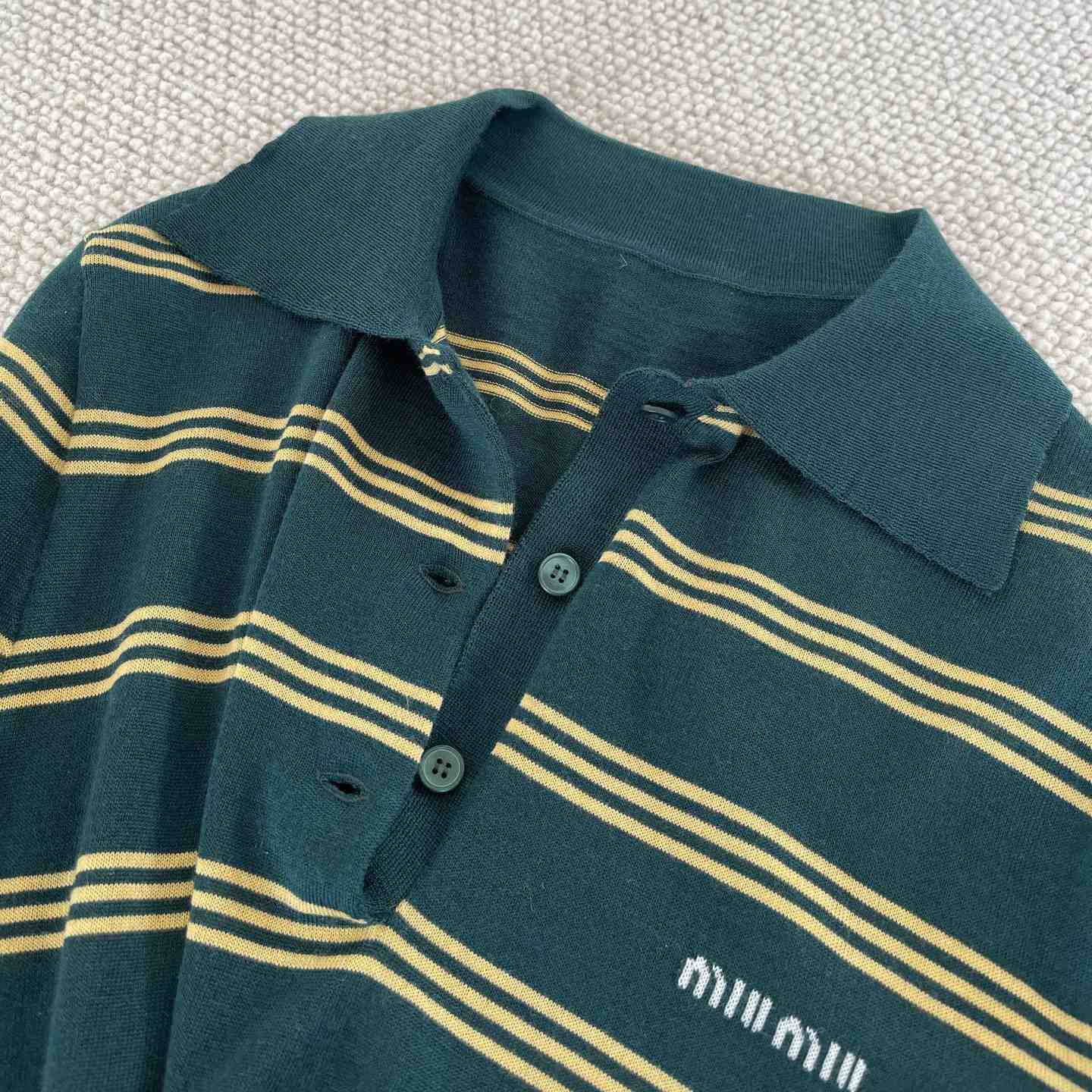 Miu Miu Women's Green and White Striped Sweater - EUR FASHION