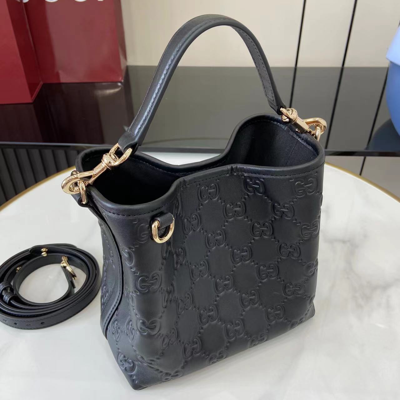 Gucci GG Emblem Small Bucket Bag  - EUR FASHION