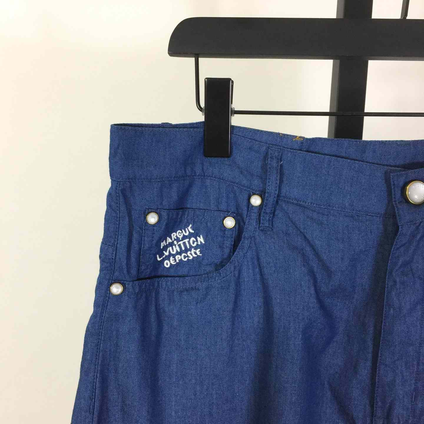 Louis Vuitton Embroidered Chambray Shorts   1AHVBT - EUR FASHION