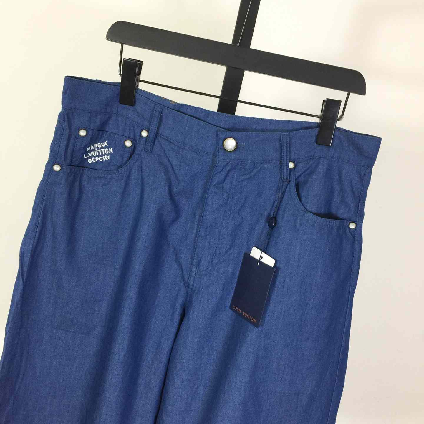 Louis Vuitton Embroidered Chambray Shorts   1AHVBT - EUR FASHION
