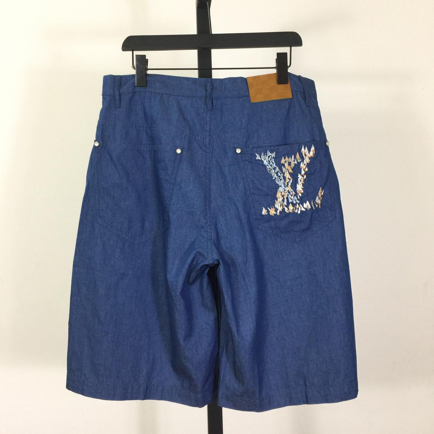 Louis Vuitton Embroidered Chambray Shorts   1AHVBT - EUR FASHION