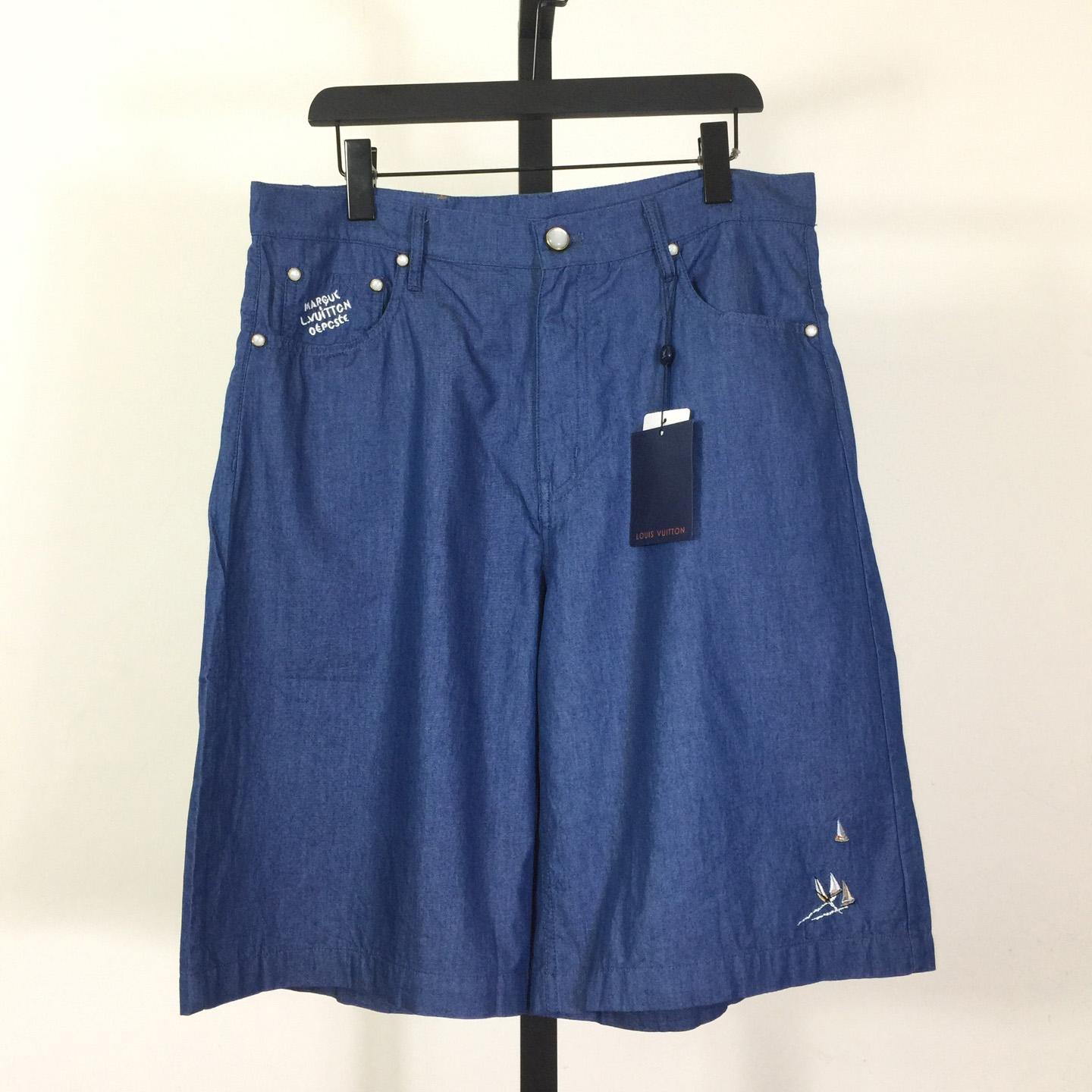 Louis Vuitton Embroidered Chambray Shorts   1AHVBT - EUR FASHION
