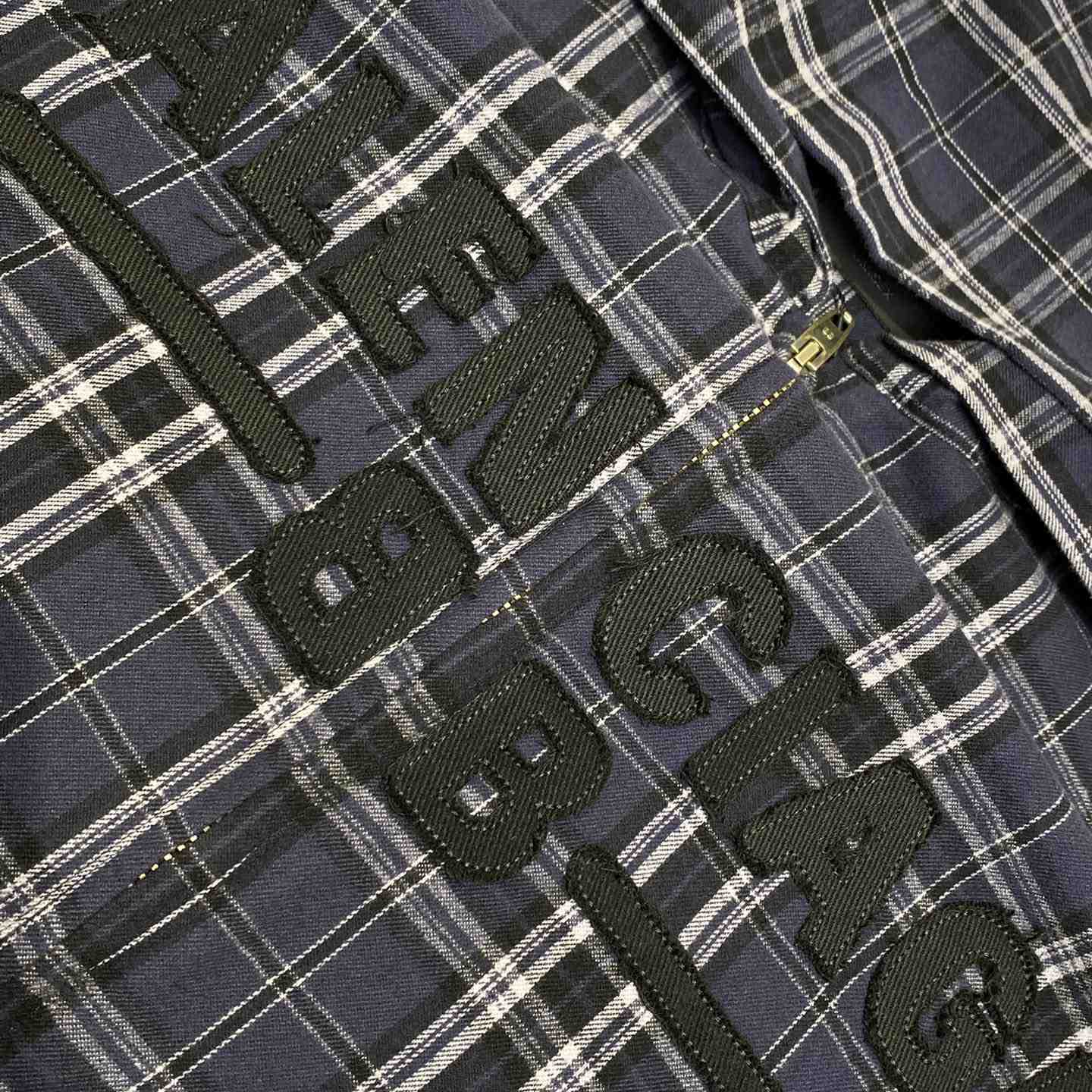 Balenciaga SS25 Logo Embroidered Hooded Check Jacket - EUR FASHION
