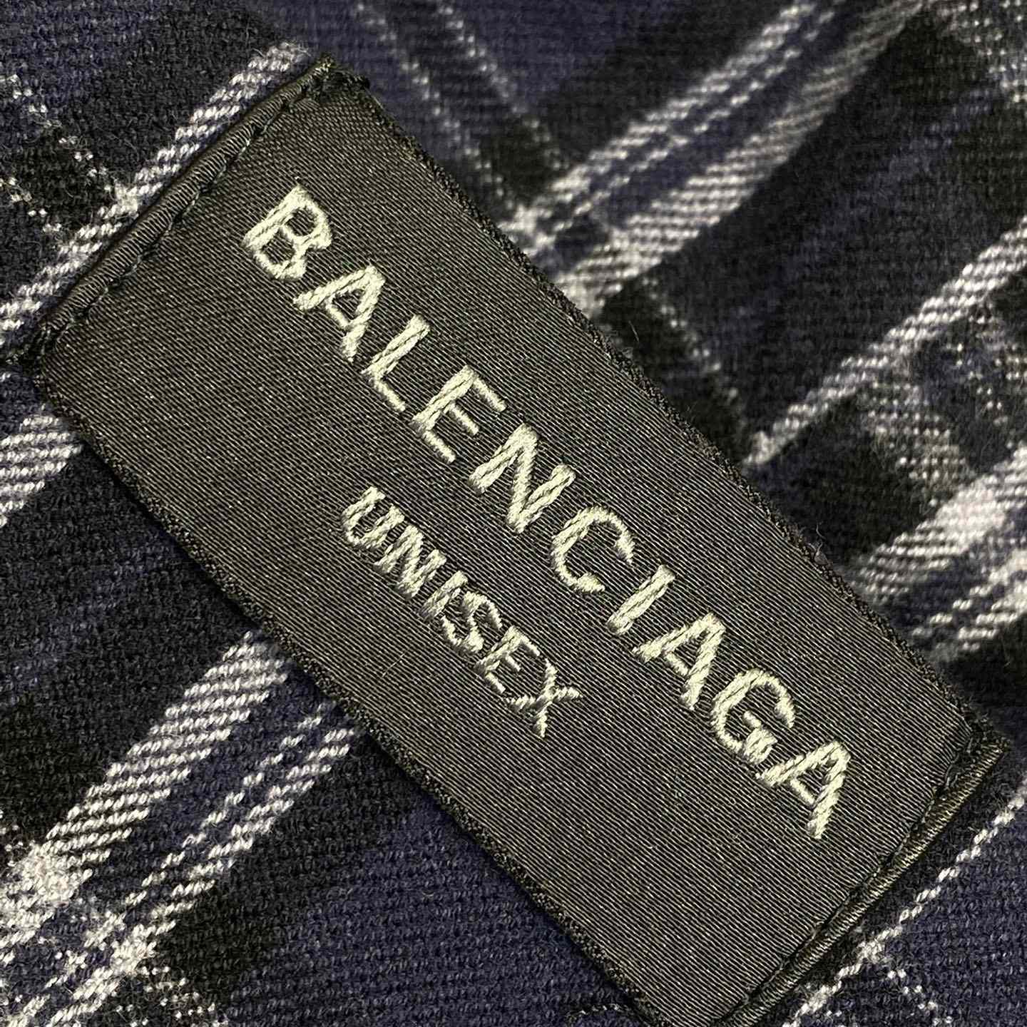 Balenciaga SS25 Logo Embroidered Hooded Check Jacket - EUR FASHION