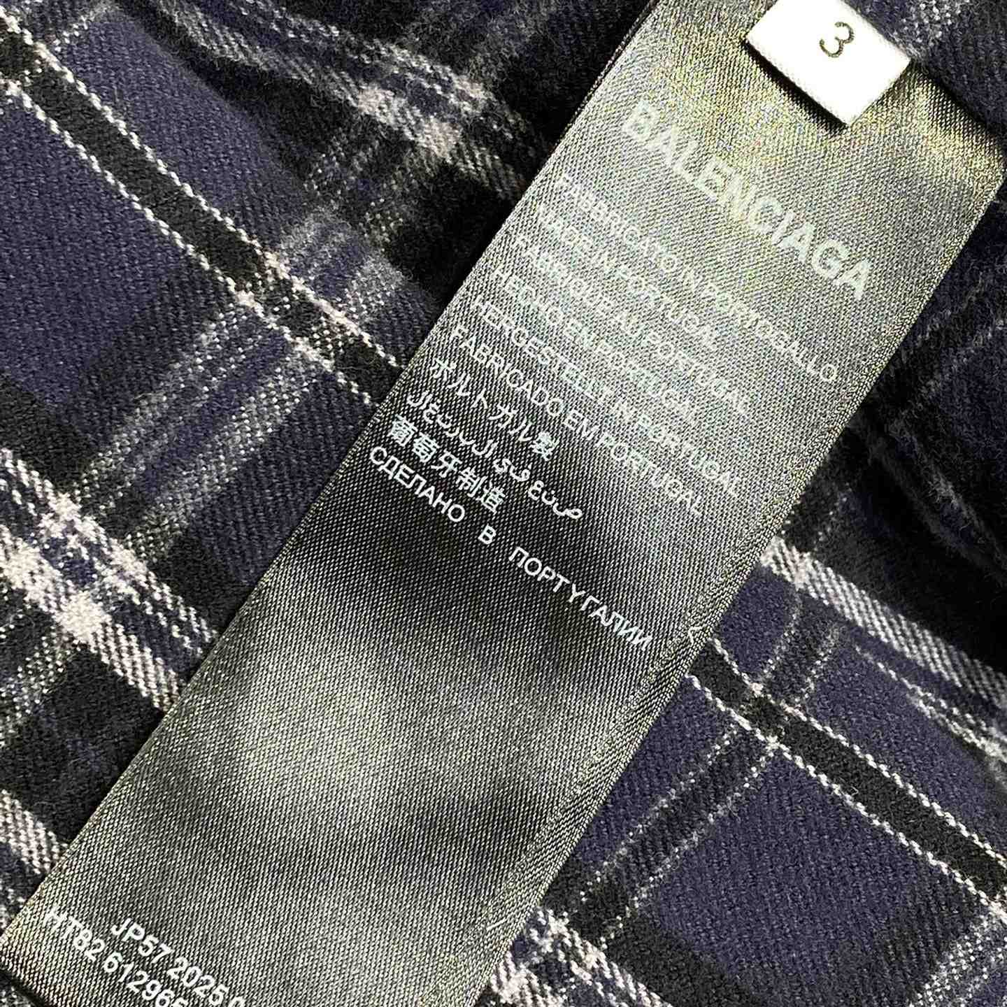 Balenciaga SS25 Logo Embroidered Hooded Check Jacket - EUR FASHION