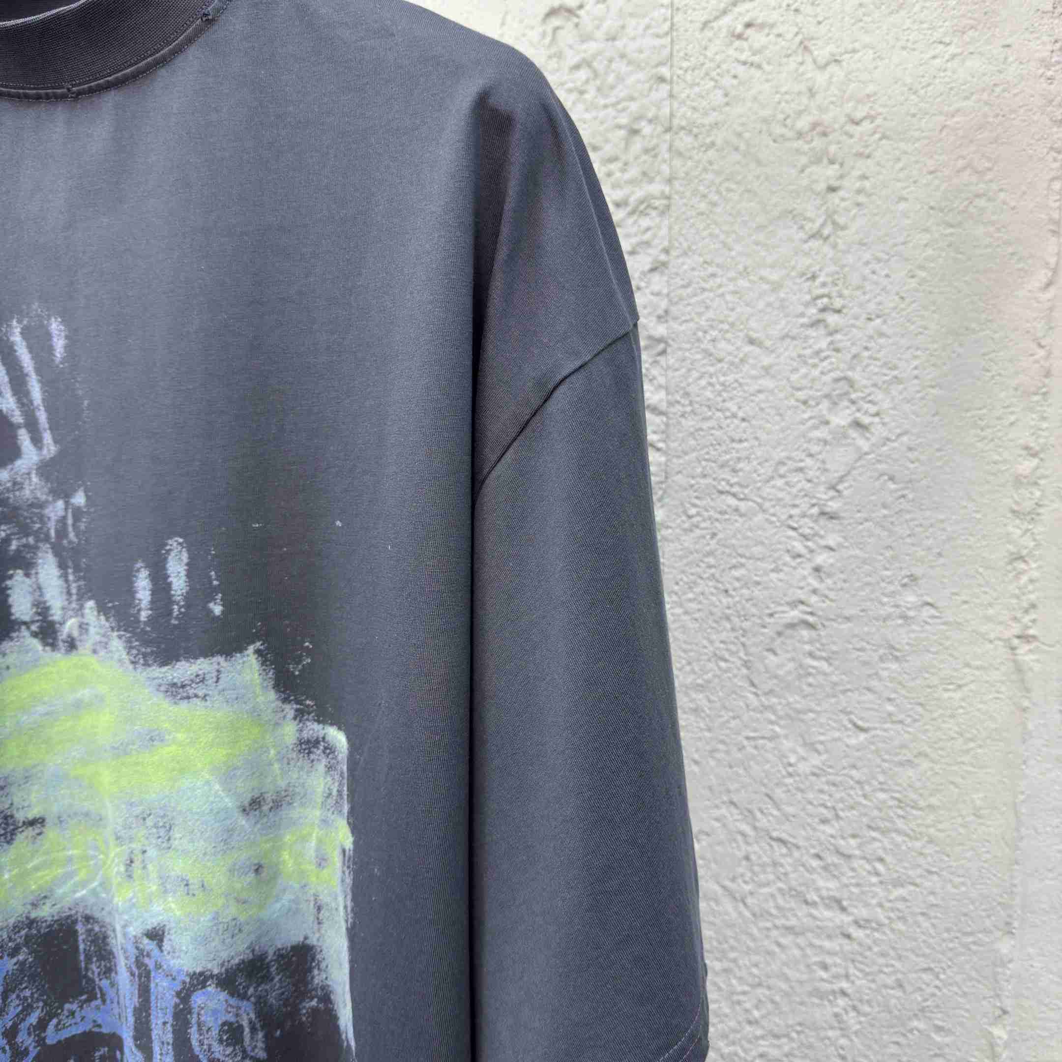 Balenciaga DIY Imprint Cropped T-Shirt In Washed Black Vintage Jersey - EUR FASHION