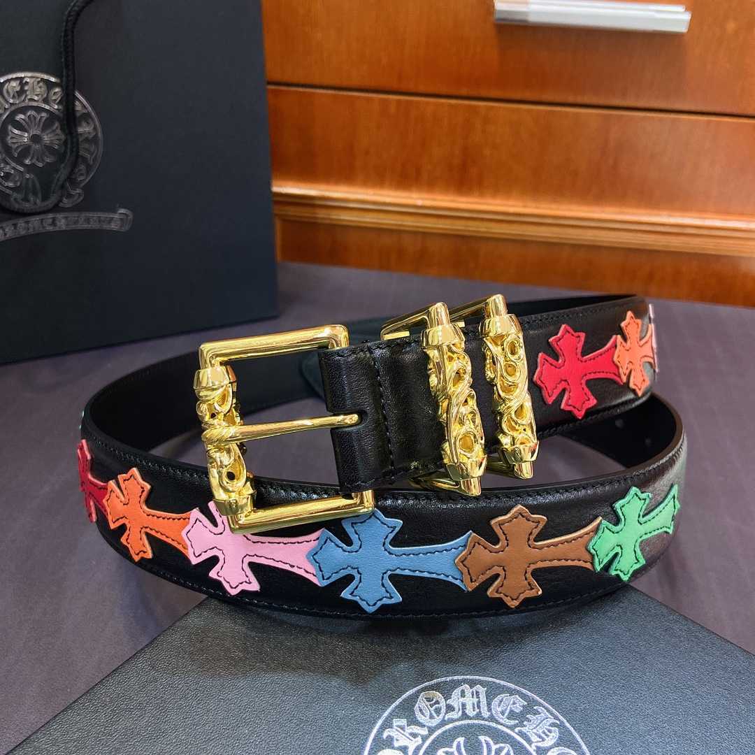 Chrome Hearts Leather Belt    3.8cm - EUR FASHION