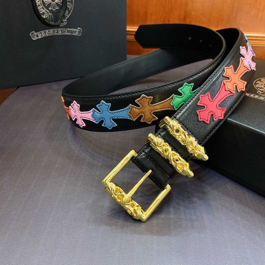 Chrome Hearts Leather Belt    3.8cm - EUR FASHION