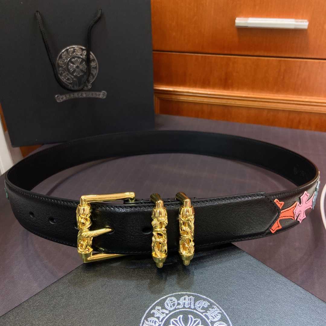 Chrome Hearts Leather Belt    3.8cm - EUR FASHION