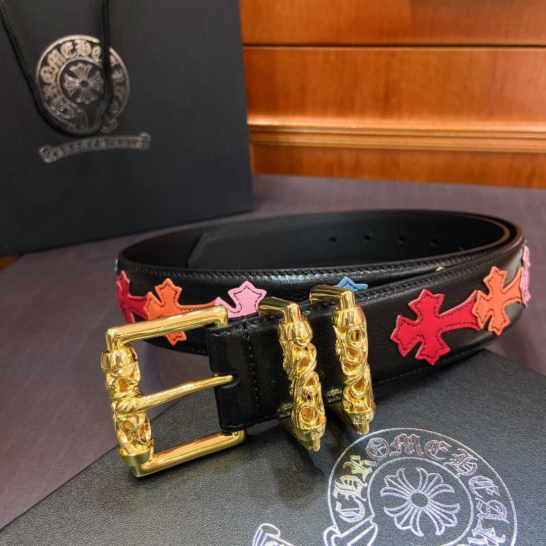 Chrome Hearts Leather Belt    3.8cm - EUR FASHION