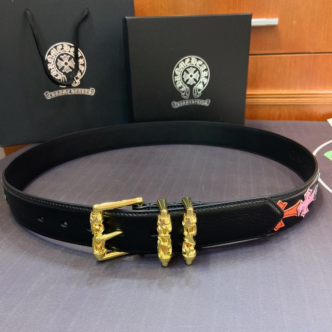 Chrome Hearts Leather Belt    3.8cm - EUR FASHION