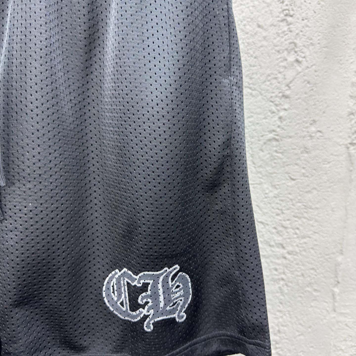 Chrome Hearts Sports Mesh Varsity Shorts Black - EUR FASHION