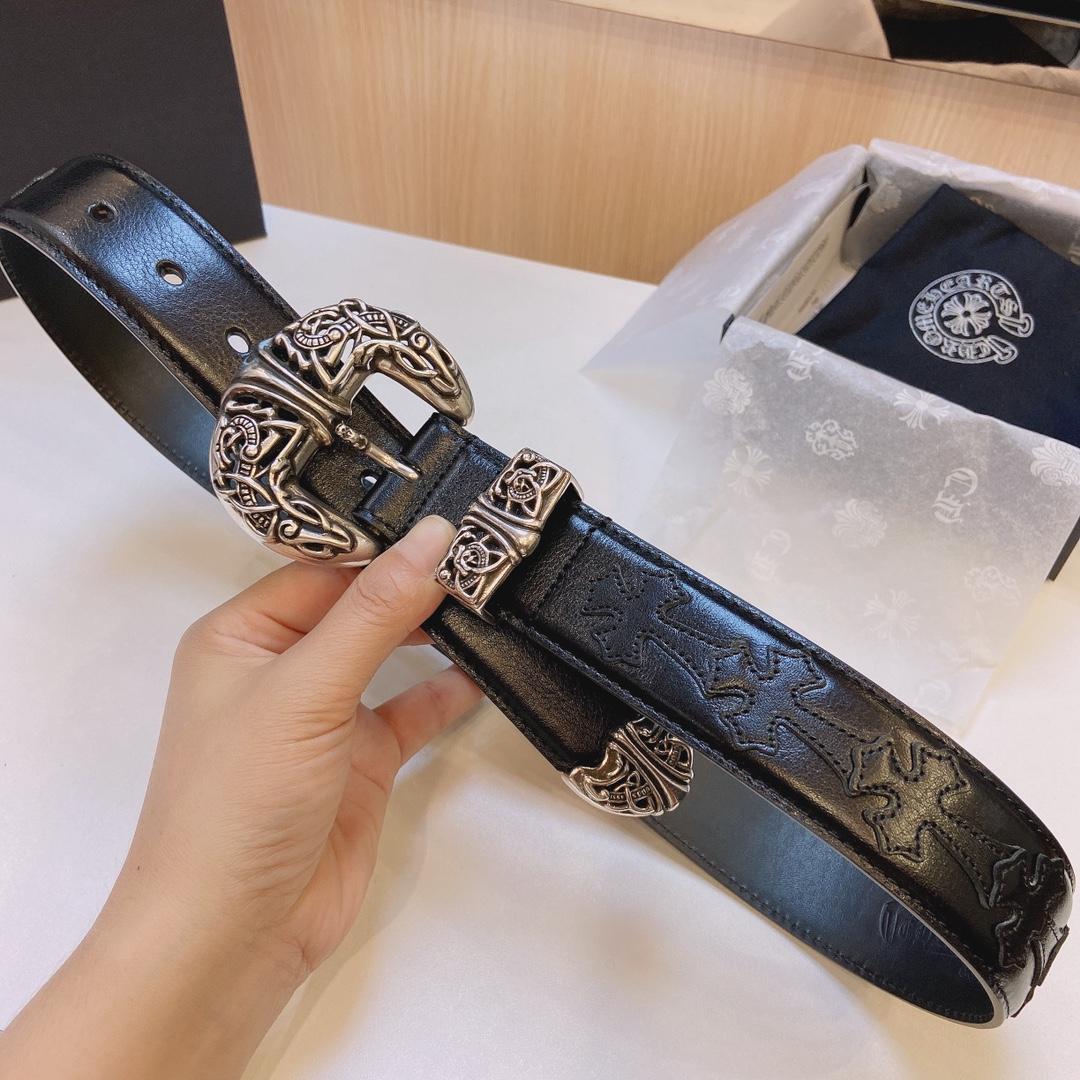 Chrome Hearts Leather Belt    3.8cm - EUR FASHION