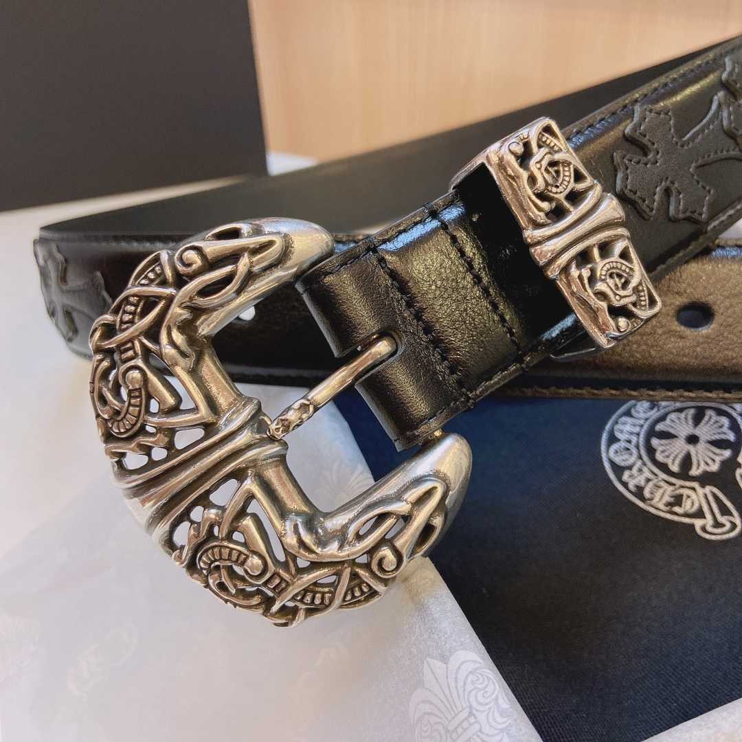 Chrome Hearts Leather Belt    3.8cm - EUR FASHION