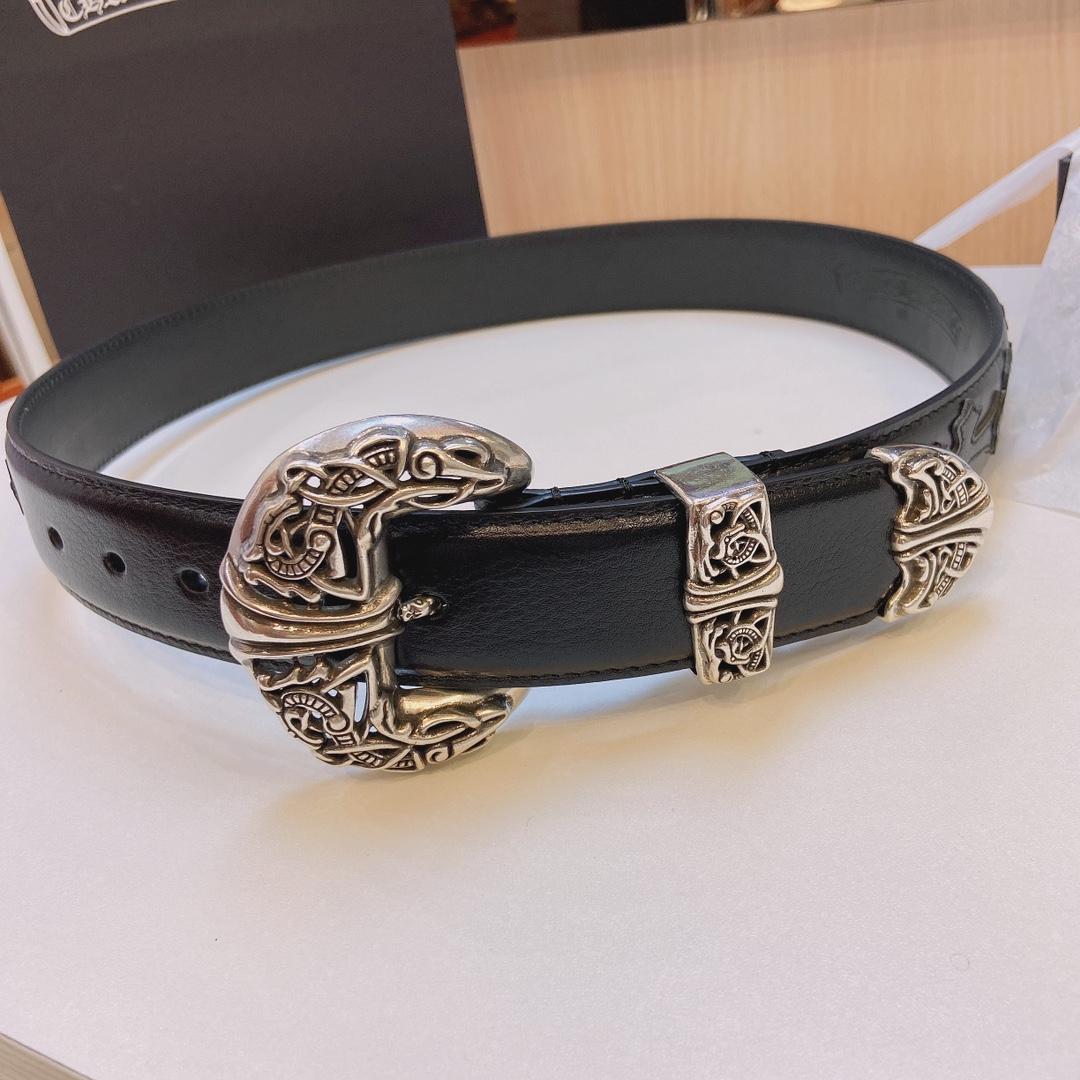 Chrome Hearts Leather Belt    3.8cm - EUR FASHION