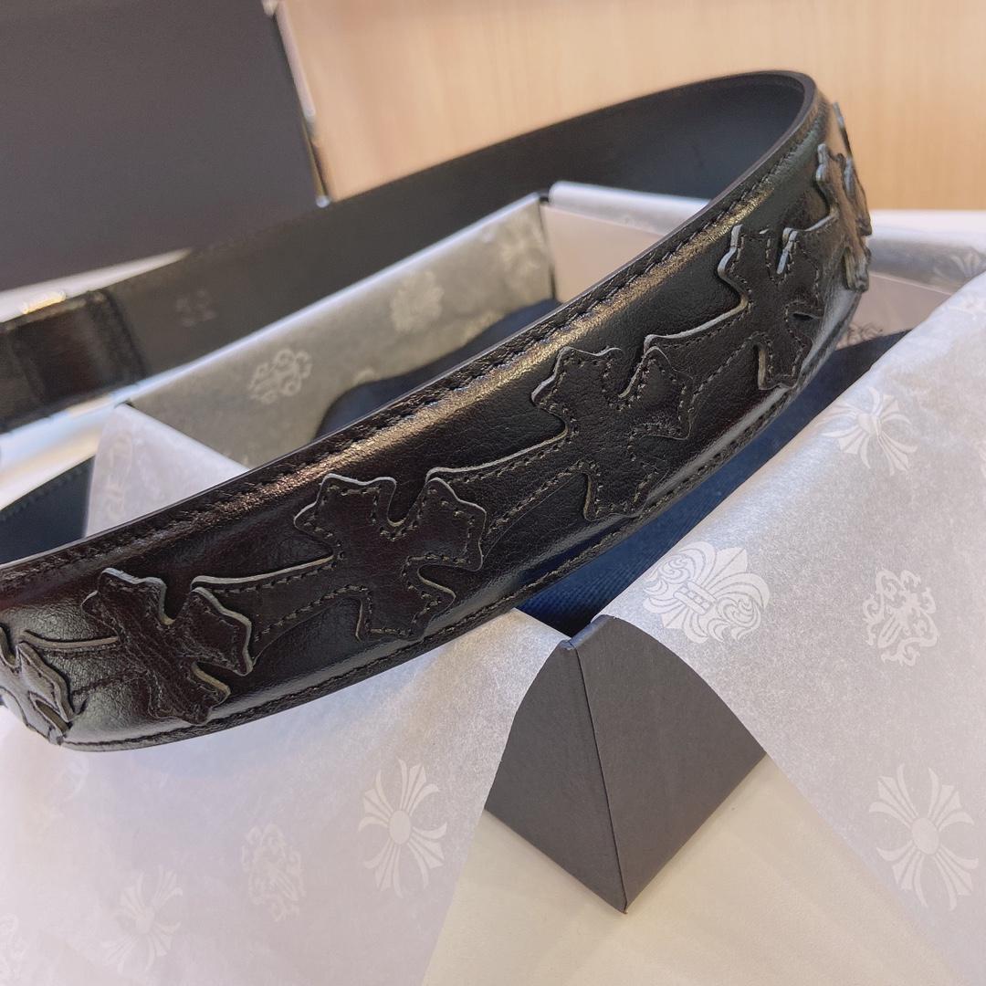 Chrome Hearts Leather Belt    3.8cm - EUR FASHION