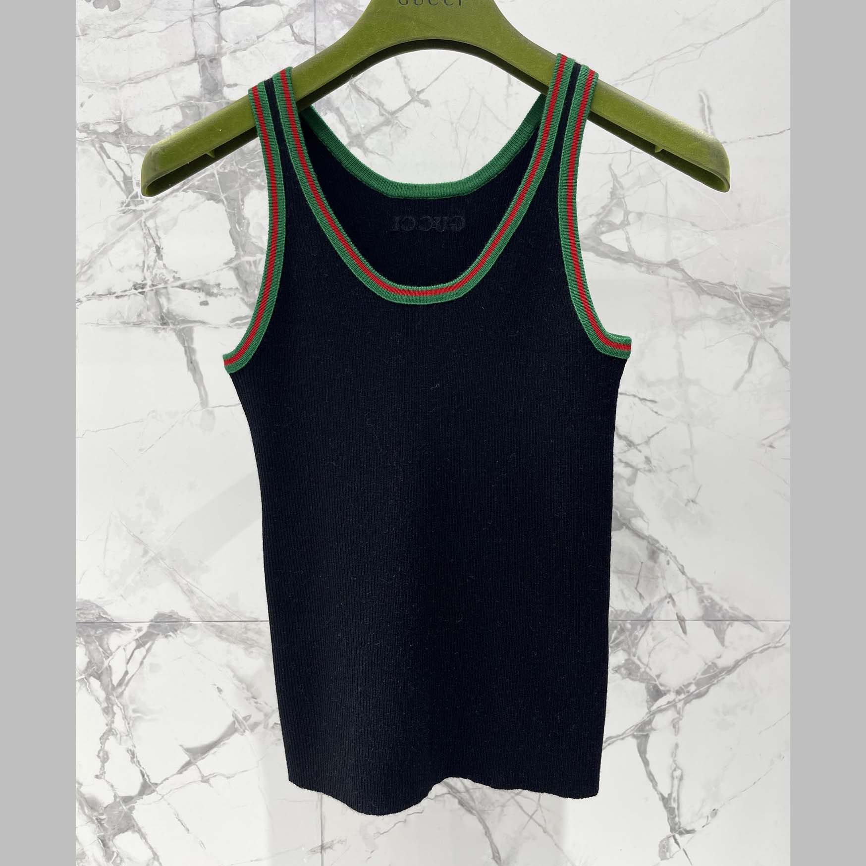 Gucci Cotton Rib Tank Top With Web - EUR FASHION