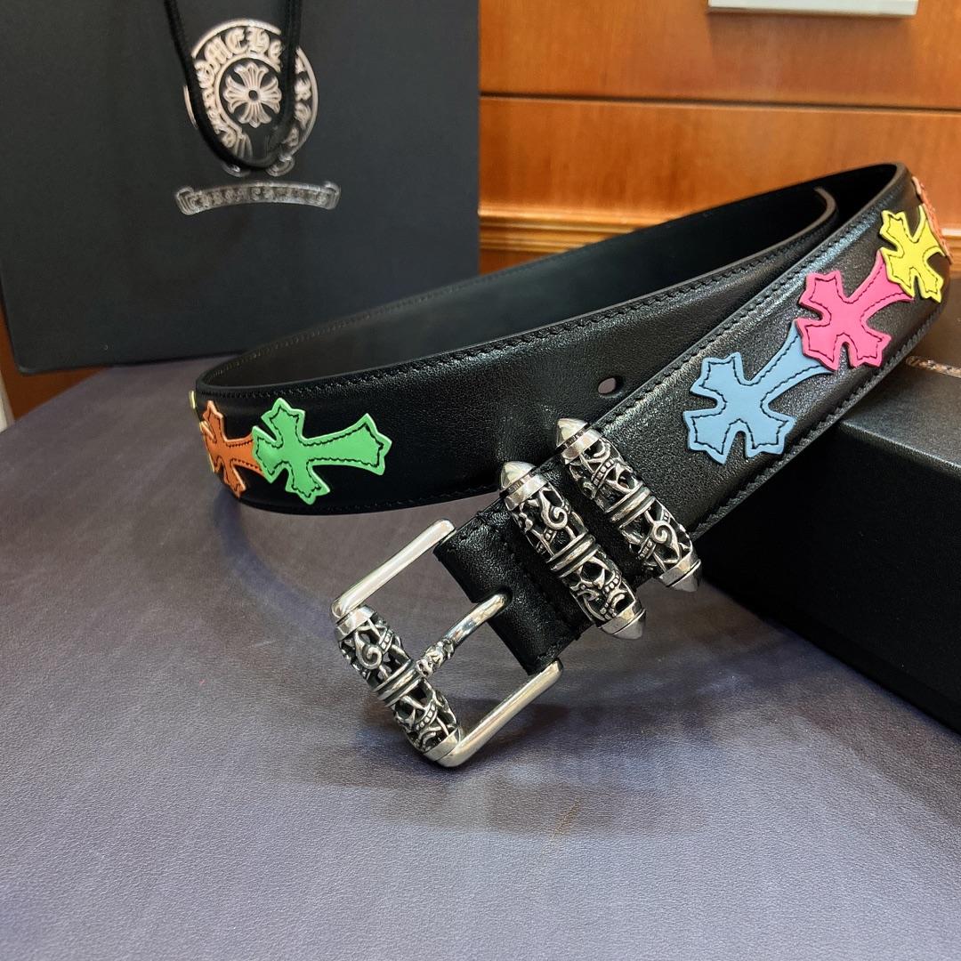 Chrome Hearts Leather Belt    3.8cm - EUR FASHION