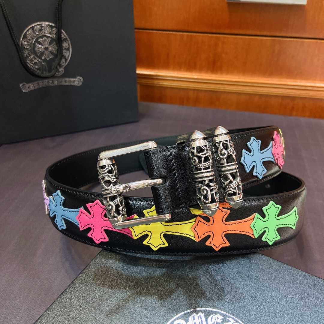 Chrome Hearts Leather Belt    3.8cm - EUR FASHION