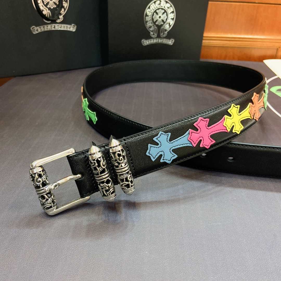 Chrome Hearts Leather Belt    3.8cm - EUR FASHION