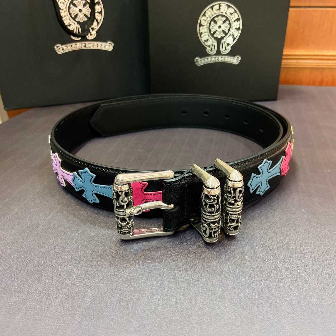 Chrome Hearts Leather Belt    3.8cm - EUR FASHION