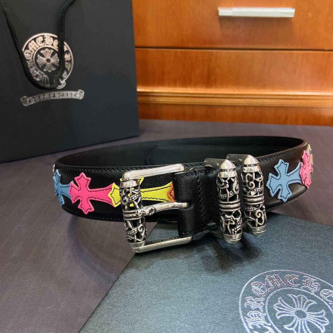 Chrome Hearts Leather Belt    3.8cm - EUR FASHION
