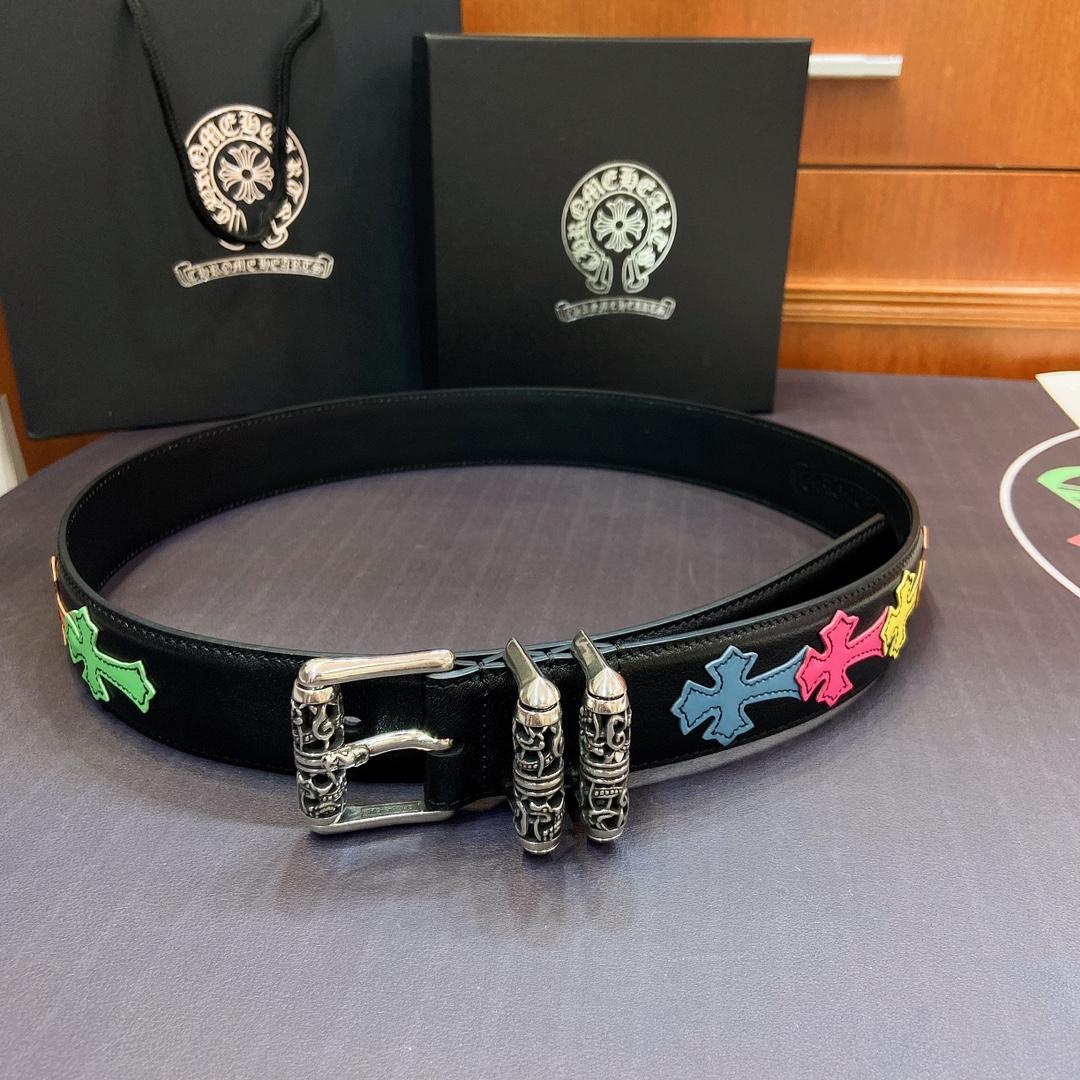 Chrome Hearts Leather Belt    3.8cm - EUR FASHION