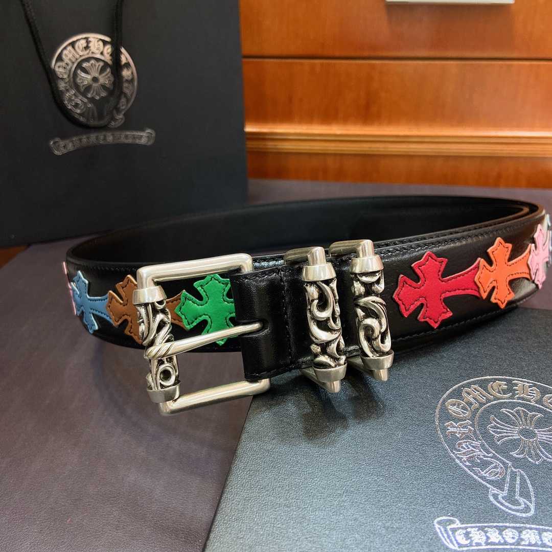 Chrome Hearts Leather Belt    3.8cm - EUR FASHION