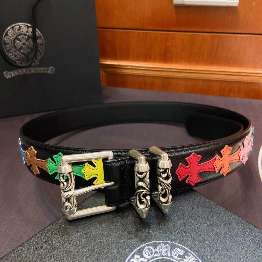 Chrome Hearts Leather Belt    3.8cm - EUR FASHION