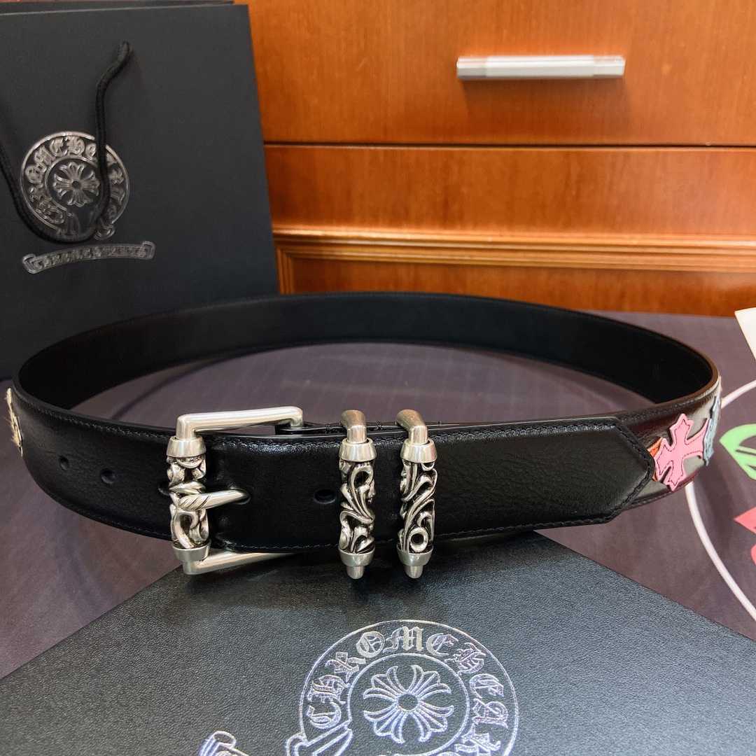 Chrome Hearts Leather Belt    3.8cm - EUR FASHION