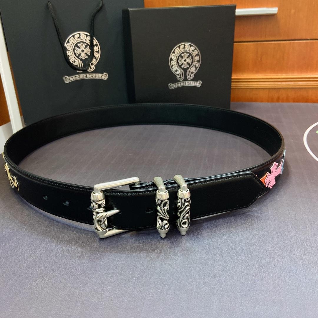 Chrome Hearts Leather Belt    3.8cm - EUR FASHION