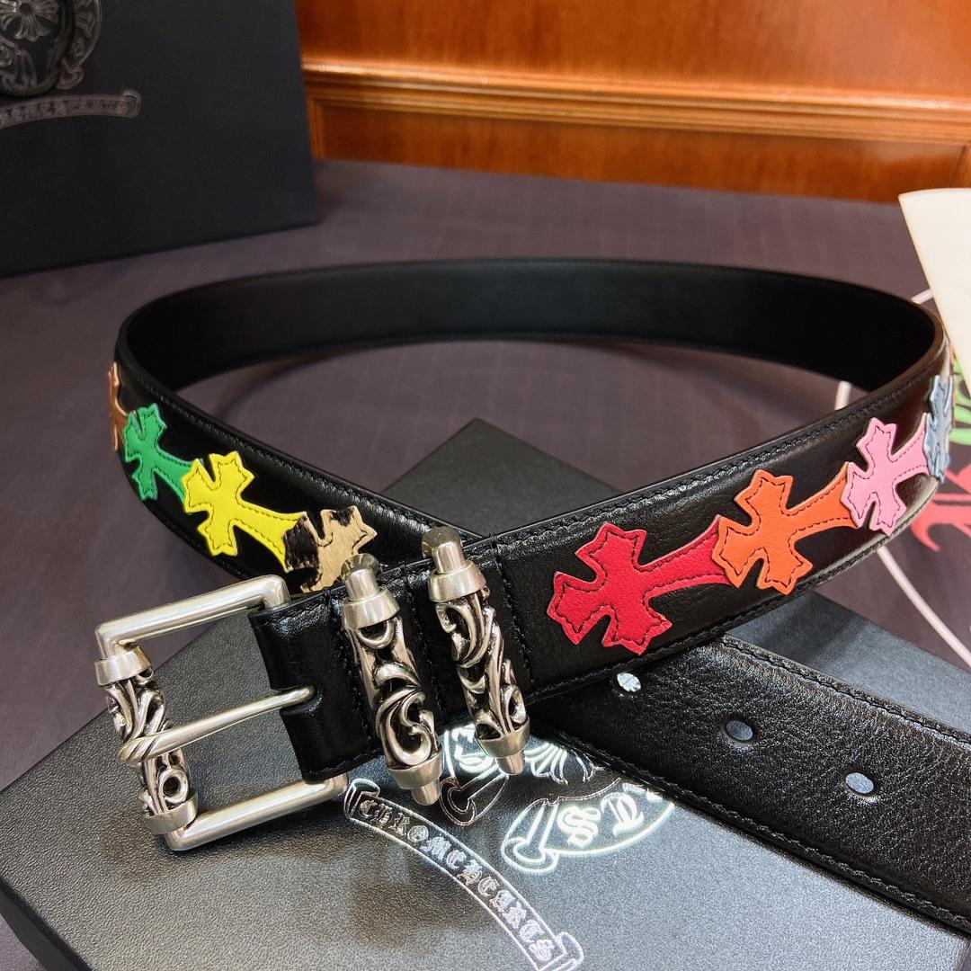 Chrome Hearts Leather Belt    3.8cm - EUR FASHION